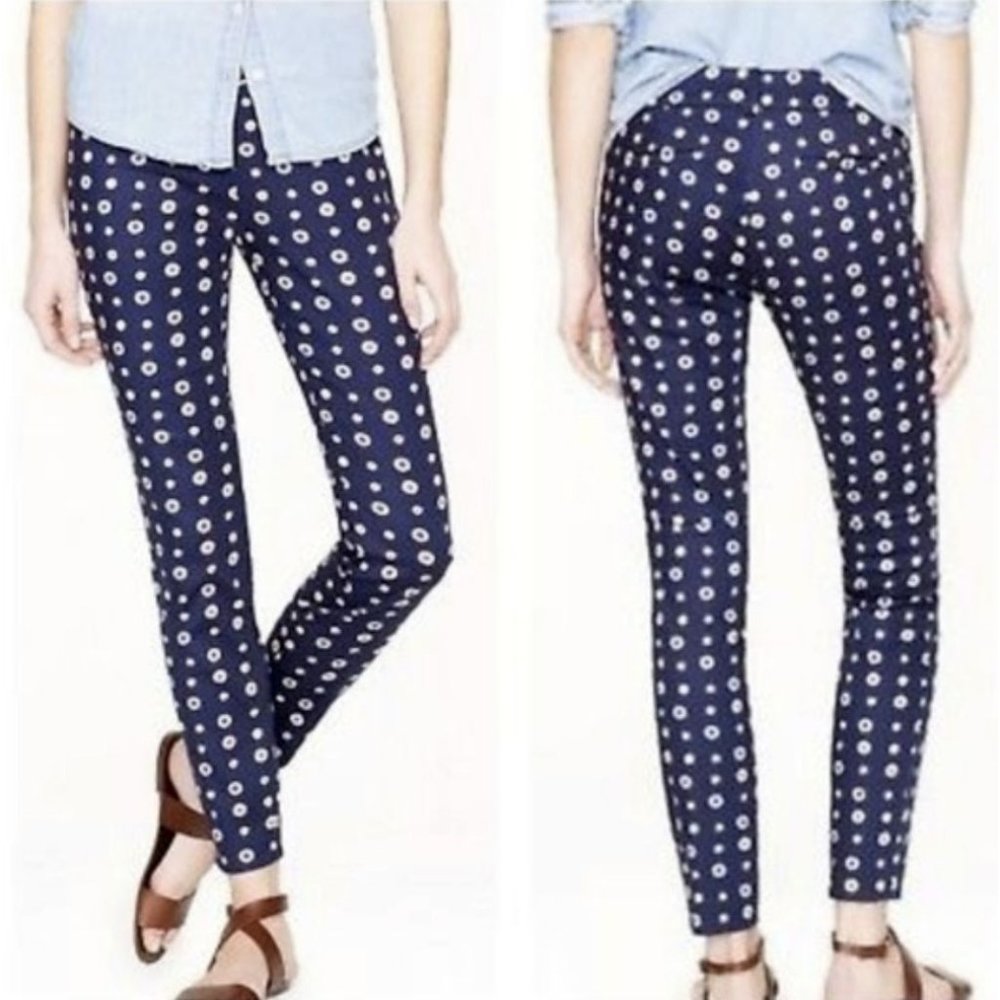 J. Crew Minnie Skinny Ankle Side Zip Dress Pants Sz 2 Navy Blue Stretch Career